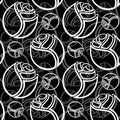 Seamless black and white rose pattern