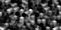 Seamless black, white and silver stacked isometric cubes background texture Royalty Free Stock Photo