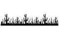 Seamless black and white stripe with cactus saguaro. Vector illustration.