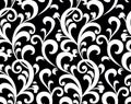 Seamless black and white swirly decorative pattern design