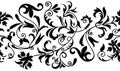 Seamless black and white textile floral border Royalty Free Stock Photo