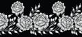 Seamless black and white textile floral border