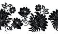 Seamless black and white textile floral border Royalty Free Stock Photo