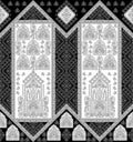 Seamless black and white textile paisley fabric border