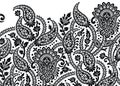 Seamless black and white traditional indian paisley border Royalty Free Stock Photo