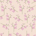Seamless bloom cartoon pattern in flat style Royalty Free Stock Photo