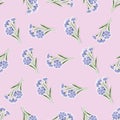 Seamless bloom cartoon pattern in flat style Royalty Free Stock Photo