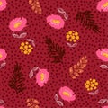 Seamless blooming floral pattern vector ,Flowers on hand drawn o