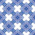 Seamless blue aqua aztec vintage folklore background pattern in vector Royalty Free Stock Photo