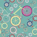 Seamless blue background Fixed Gear Bike Pattern