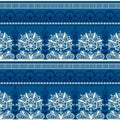 Seamless Blue Black Lace Pattern. Royalty Free Stock Photo