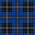 Seamless blue, black tartan - white stripes