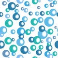 Seamless blue bubbles pattern. Water bubbles background. Soap vector illustration. Royalty Free Stock Photo