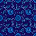 Seamless blue chinese floral background