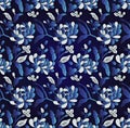 Seamless blue chinese floral background