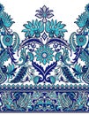 Seamless blue floral border with traditional Asian design elements Royalty Free Stock Photo