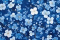 Seamless blue floral pattern adding a touch of elegance and sophistication Royalty Free Stock Photo