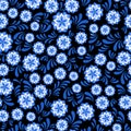 Seamless blue floral pattern in Russian gzel style Royalty Free Stock Photo