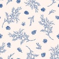 Seamless blue floral winter pattern Royalty Free Stock Photo