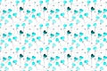 Seamless blue flowers hearts pattern