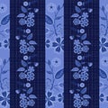 Seamless blue flowers pattern .stylish texture striped background Royalty Free Stock Photo