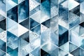 Seamless blue geometric watercolor pattern. Generative ai Royalty Free Stock Photo