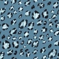 Seamless blue glitter leopard pattern