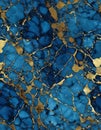 Seamless blue and gold marble texture. Royalty Free Stock Photo