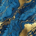 Seamless blue and gold marble texture. Royalty Free Stock Photo