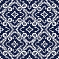 Seamless Blue Japanese Background Curve Spiral Cross Chain Flower Royalty Free Stock Photo