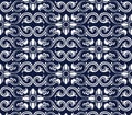 Seamless Blue Japanese Background Curve Spiral Cross Flower Royalty Free Stock Photo
