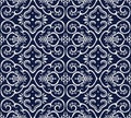 Seamless Blue Japanese Background Curve Spiral Cross Frame Flower Royalty Free Stock Photo