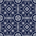 Seamless Blue Japanese Background Round Spiral Frame Flower Royalty Free Stock Photo