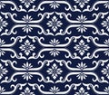 Seamless Blue Japanese Background Spiral Cross Frame Flower Royalty Free Stock Photo