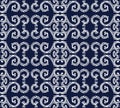 Seamless Blue Japanese Background Spiral Round Curve Frame Royalty Free Stock Photo