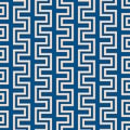 Seamless blue meander pattern. 1960s retro vector design. Geometric texture Royalty Free Stock Photo
