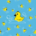 Seamless blue pattern with duck