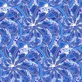 Seamless blue pattern Russian folk Gzhel