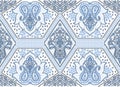 Seamless blue traditional indian paisley border