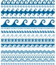 Seamless blue wave patterns