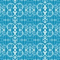 Seamless blue and white colored decorative pattern with clover Royalty Free Stock Photo