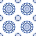 Seamless blue and white pattern for ceramic, porcelain, chinaware