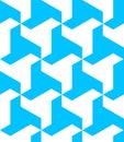 Seamless blue and white vector graphic of interlocking triangular shapes. It has the feel of an Escher artwork Royalty Free Stock Photo