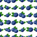 Seamless blueberries Pattern. 3d realistic vector berries