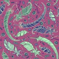 Seamless boho pattern with feathers.