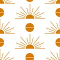 Seamless boho pattern with sun vector illustration. sun boho icon vector pattern. Royalty Free Stock Photo