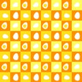 Seamless boiled egg in checkered pattern. Food cartoon background. Illustration abstract flat art design