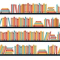 Seamless books, seamless pattern with books, library bookshelf, library, bookstore, books on a shelves in library, flat books,