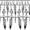 Seamless border with Chains and feathers Royalty Free Stock Photo