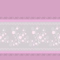 Seamless border with delicate floral ornament. Print for fabric, dress, curtains. Vector design with light pink flowers Royalty Free Stock Photo
